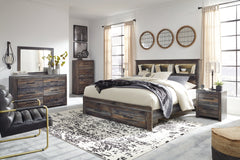 Drystan Queen Bookcase Bed with 2 Storage Drawers with Mirrored Dresser - PKG003241 - furniture place usa