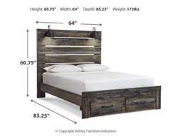 Drystan Queen Panel Bed with 2 Storage Drawers with Mirrored Dresser - PKG003253 - furniture place usa