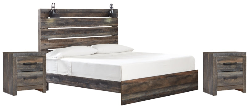 Drystan Queen Panel Bed with 2 Nightstands - furniture place usa