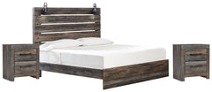 Drystan Queen Panel Bed with 2 Nightstands - furniture place usa