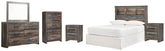 Drystan Full Bookcase Headboard Bed with Mirrored Dresser, Chest and 2 Nightstands - furniture place usa