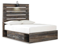 Drystan Twin Panel Bed with 2 Storage Drawers with Mirrored Dresser, Chest and 2 Nightstands - furniture place usa