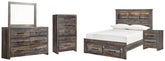 Drystan Full Bookcase Bed with 2 Storage Drawers with Mirrored Dresser, Chest and Nightstand - PKG003238 - furniture place usa