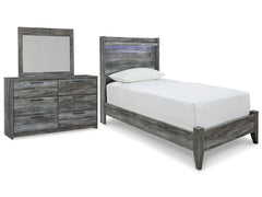 Baystorm Twin Panel Bed with Mirrored Dresser - furniture place usa