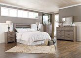 Zelen Queen/Full Panel Headboard Bed with Mirrored Dresser, Chest and 2 Nightstands - furniture place usa