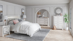 Altyra Queen Panel Headboard Bed with Mirrored Dresser - furniture place usa