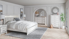 Altyra King Panel Headboard Bed with Mirrored Dresser - furniture place usa