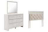 Altyra Queen Panel Headboard Bed with Mirrored Dresser - furniture place usa