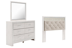 Altyra Queen Panel Headboard Bed with Mirrored Dresser - furniture place usa