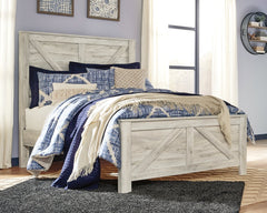Bellaby Queen Crossbuck Panel Bed with Mirrored Dresser - furniture place usa