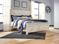 Bellaby Queen Crossbuck Panel Bed with Mirrored Dresser - furniture place usa