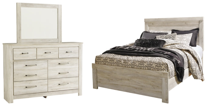Bellaby Queen Panel Bed with Mirrored Dresser - PKG000729 - furniture place usa