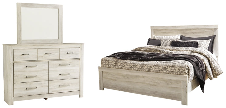 Bellaby Queen Panel Bed with Mirrored Dresser - PKG000729 - furniture place usa