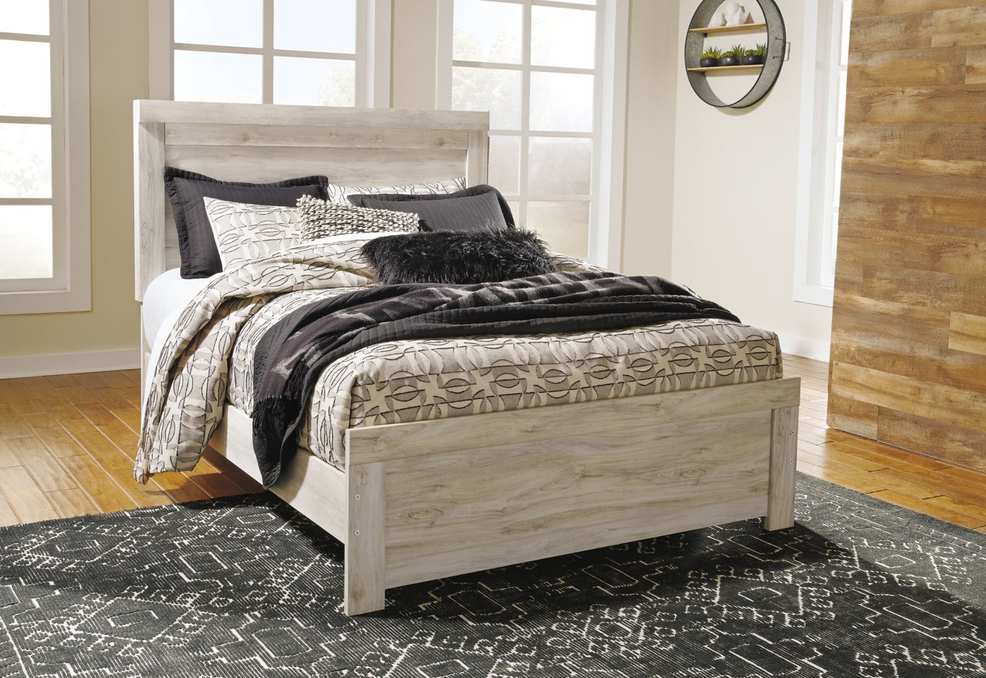 Bellaby Queen Panel Bed with Mirrored Dresser - PKG000729 - furniture place usa