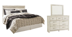 Bellaby Queen Panel Headboard Bed with Mirrored Dresser - furniture place usa
