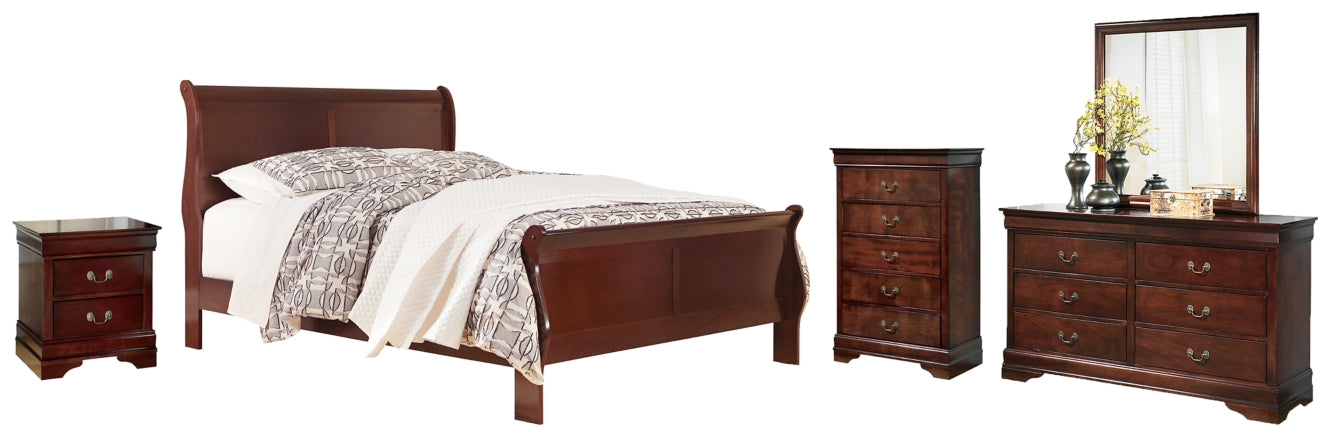 Alisdair Queen Sleigh Bed, Dresser, Mirror, Chest and Nightstand - furniture place usa