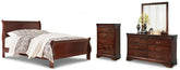 Alisdair Full Sleigh Bed with Mirrored Dresser and Chest - furniture place usa