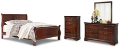 Alisdair Full Sleigh Bed with Mirrored Dresser and Chest - furniture place usa