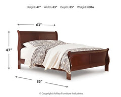 Alisdair Full Sleigh Bed with Mirrored Dresser and Chest - furniture place usa