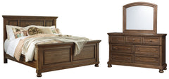 Flynnter Queen Panel Bed with Mirrored Dresser - furniture place usa