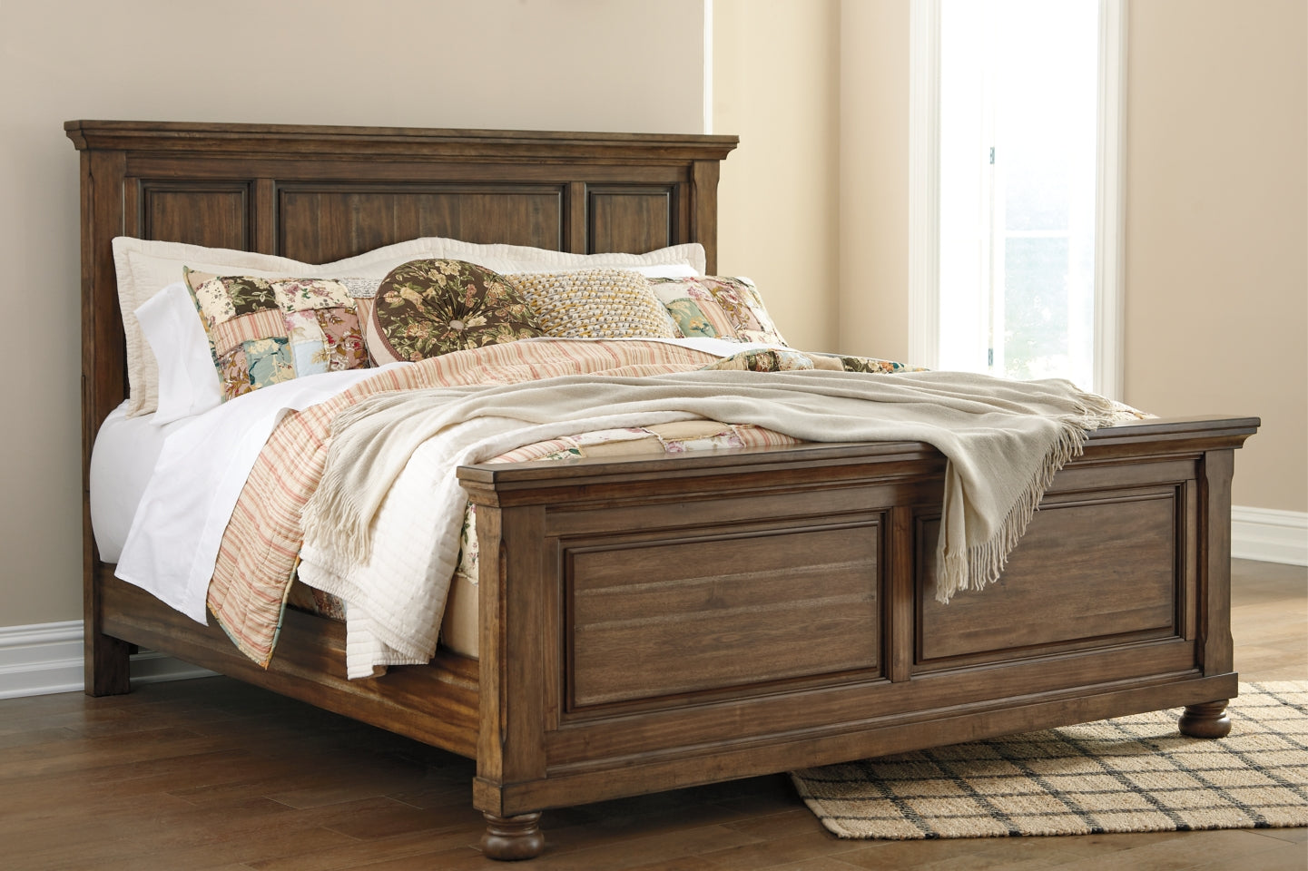 Flynnter Queen Panel Bed with Mirrored Dresser - furniture place usa