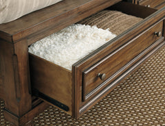 Flynnter King Panel Bed with 2 Storage Drawers with Mirrored Dresser, Chest and Nightstand - furniture place usa