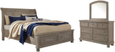 Lettner California King Sleigh Bed with Mirrored Dresser - furniture place usa