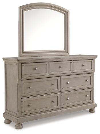 Lettner California King Panel Bed with Mirrored Dresser - furniture place usa