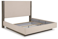 Anibecca Queen Upholstered Panel Bed with Mirrored Dresser - furniture place usa