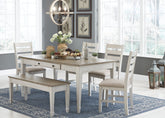 Skempton Dining Table and 4 Chairs and Bench - furniture place usa