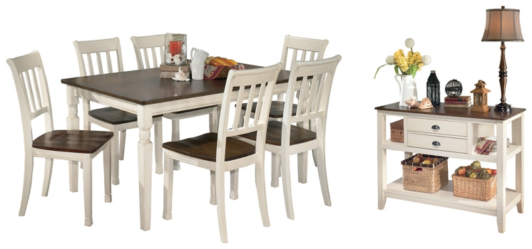 Whitesburg Dining Table and 6 Chairs with Storage - furniture place usa
