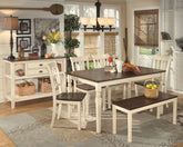 Whitesburg Dining Table and 4 Chairs and Bench with Storage - furniture place usa