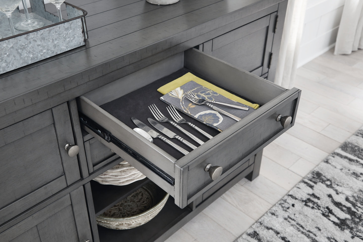 Myshanna Dining Table and 6 Chairs with Storage - furniture place usa