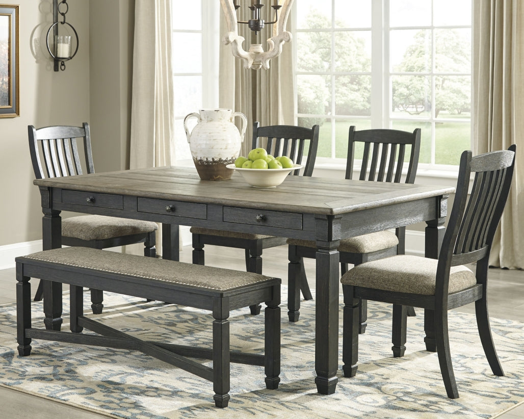 Tyler Creek Dining Table and 4 Chairs and Bench - PKG000400 - furniture place usa