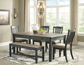 Tyler Creek Dining Table and 4 Chairs and Bench - PKG000400 - furniture place usa