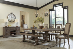 Wyndahl Dining Table and 6 Chairs and Bench - furniture place usa