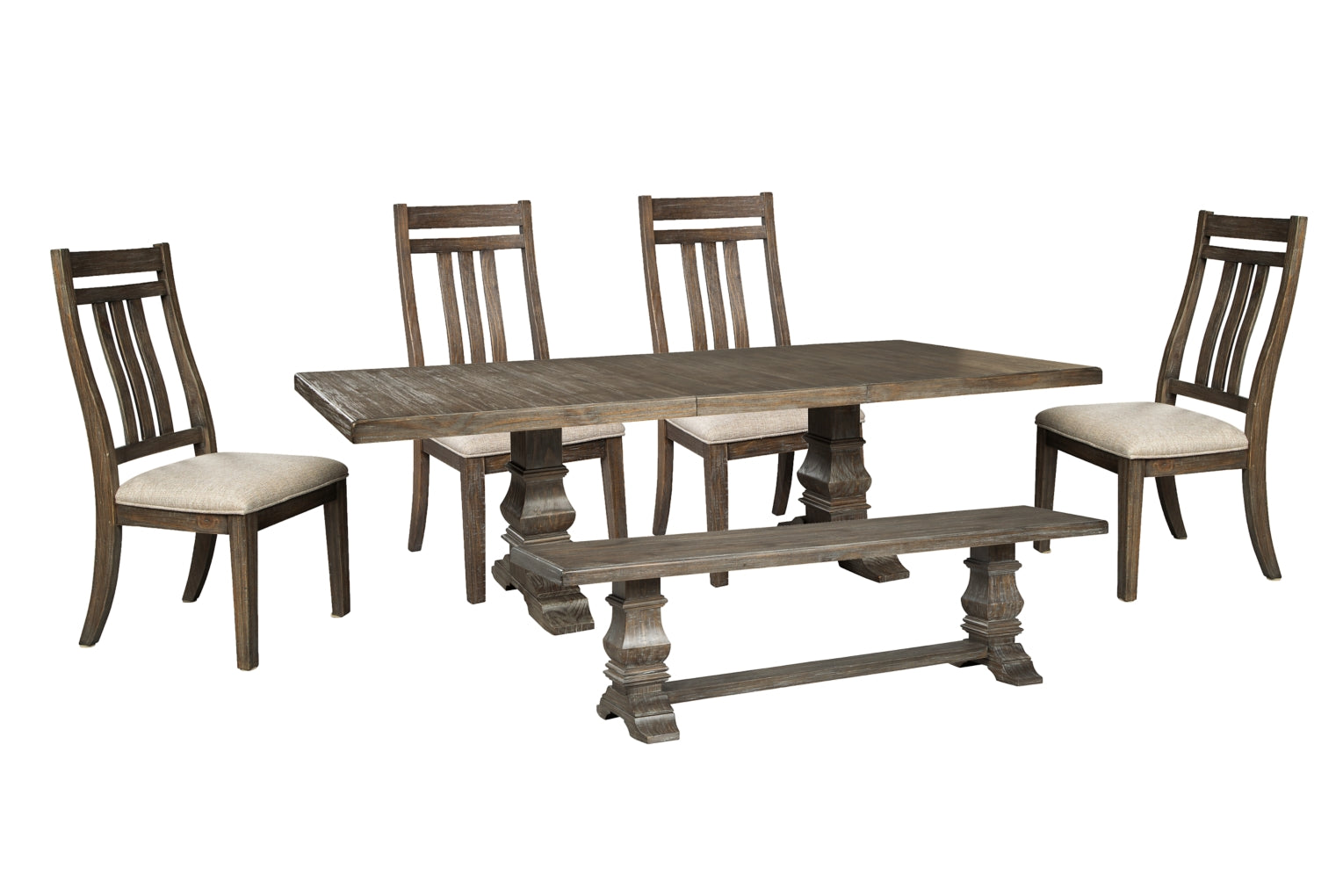 Wyndahl Dining Table and 4 Chairs and Bench - PKG002292 - furniture place usa