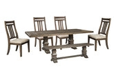 Wyndahl Dining Table and 4 Chairs and Bench - PKG002292 - furniture place usa
