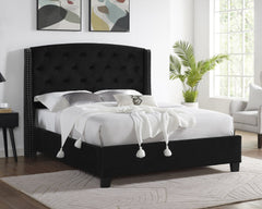 EVA QUEEN HEADBOARD/FOOTBOARD-BLACK, EVA /QUEEN RAIL -IVORY - furniture place usa