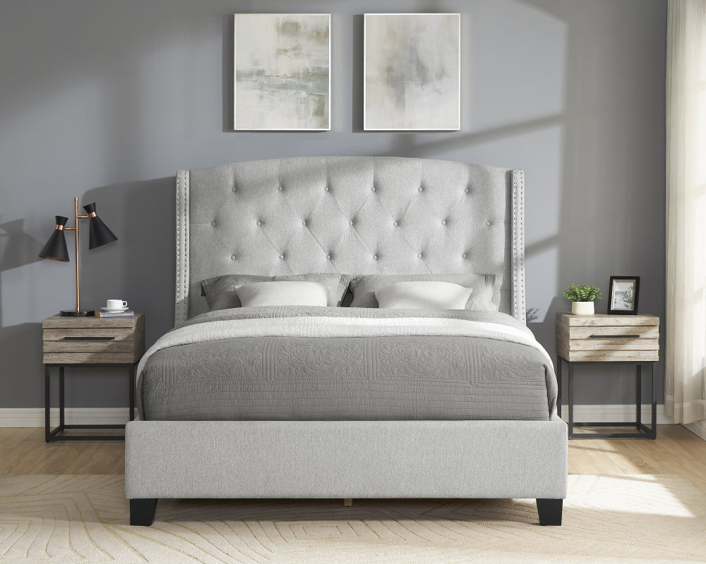EVA KING HEADBOARD/FOOTBOARD -DOVE, EVA KING/ RAIL -GREY - furniture place usa