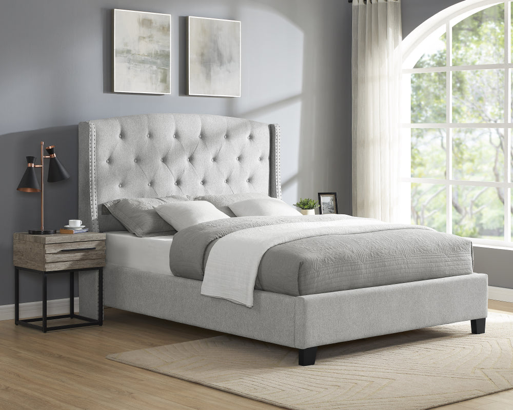 EVA KING HEADBOARD/FOOTBOARD -DOVE, EVA KING/ RAIL -GREY - furniture place usa