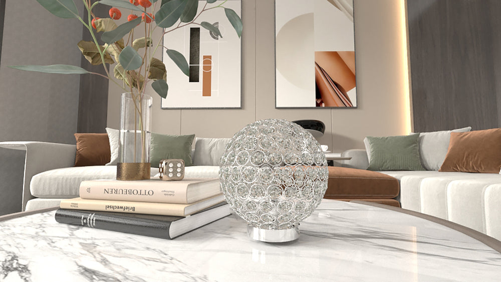 CRYSTAL GLOBE TABLE LAMP - furniture place usa
