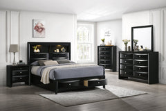FALLON QUEEN HB(LED) FB BLACK, FALLON RAIL BLACK - furniture place usa