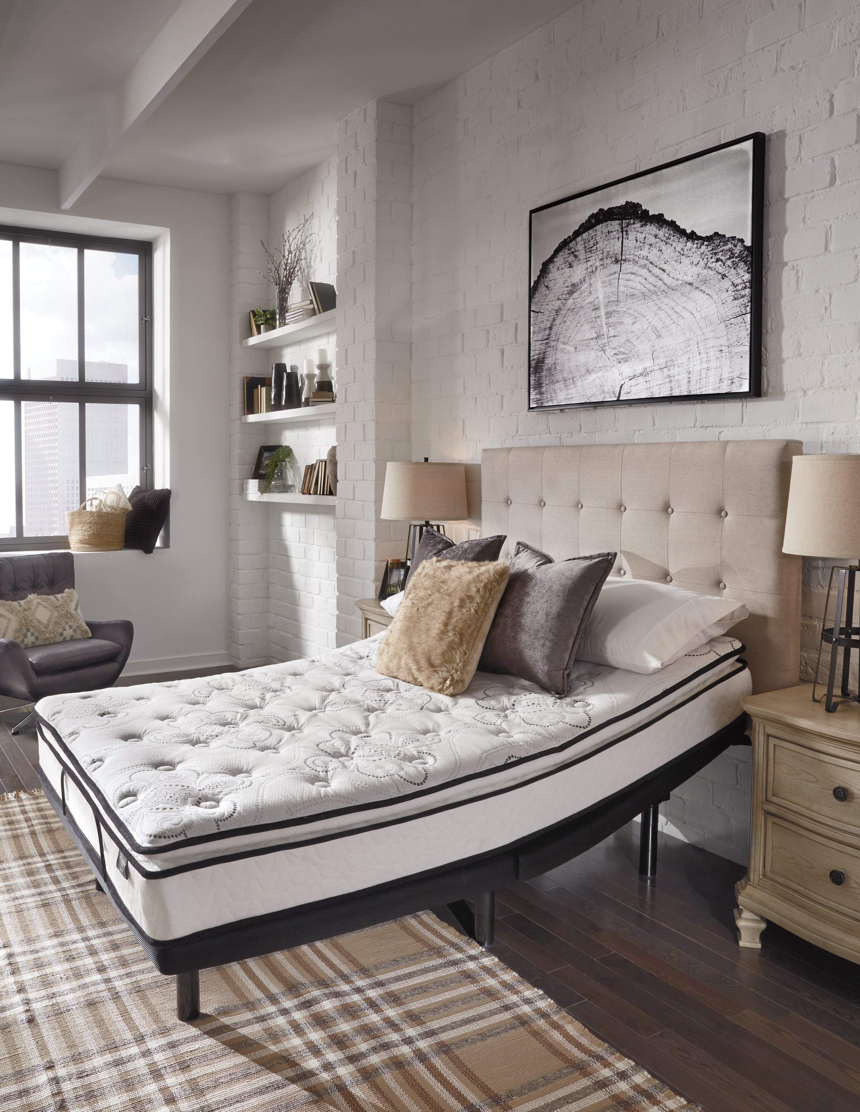 14 Inch Ashley Hybrid California King Mattress with Head-Foot Model Best California King Adjustable Base - furniture place usa