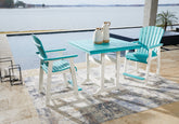Eisely Outdoor Counter Height Dining Table and 2 Barstools - furniture place usa