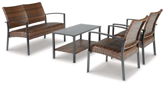 Zariyah Outdoor Love/Chairs/Table Set (Set of 4) - furniture place usa