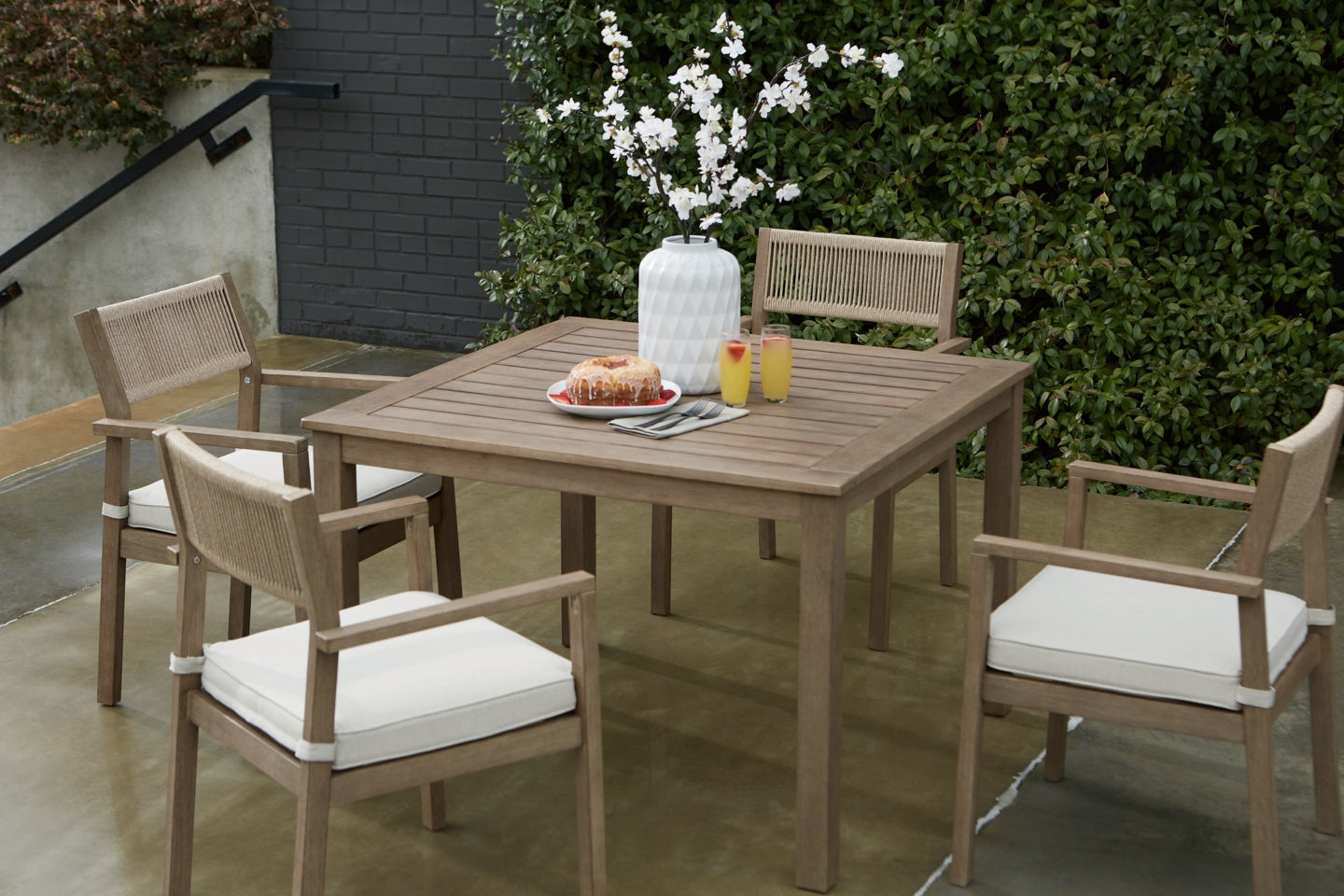 Aria Plains Outdoor Dining Table and 4 Chairs - furniture place usa