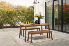 Janiyah Outdoor Dining Table and 2 Benches - furniture place usa