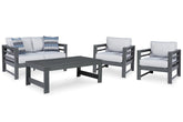 Amora Outdoor Loveseat, 2 Lounge Chairs and Coffee Table - furniture place usa
