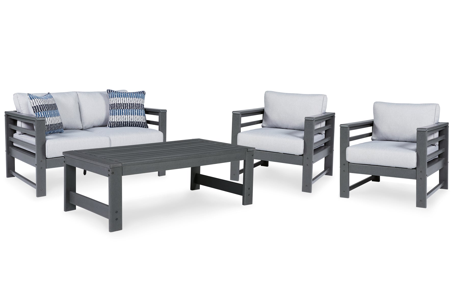 Amora Outdoor Loveseat and 2 Chairs with Coffee Table - furniture place usa